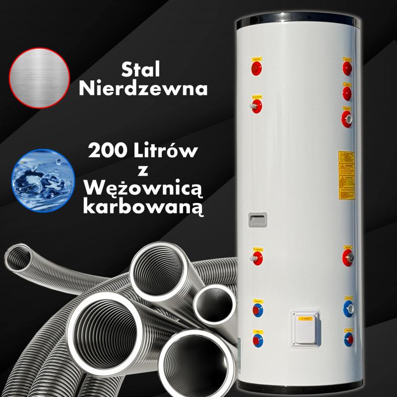 Zbiornik C.W.U. 200L z wężownicą karbowaną